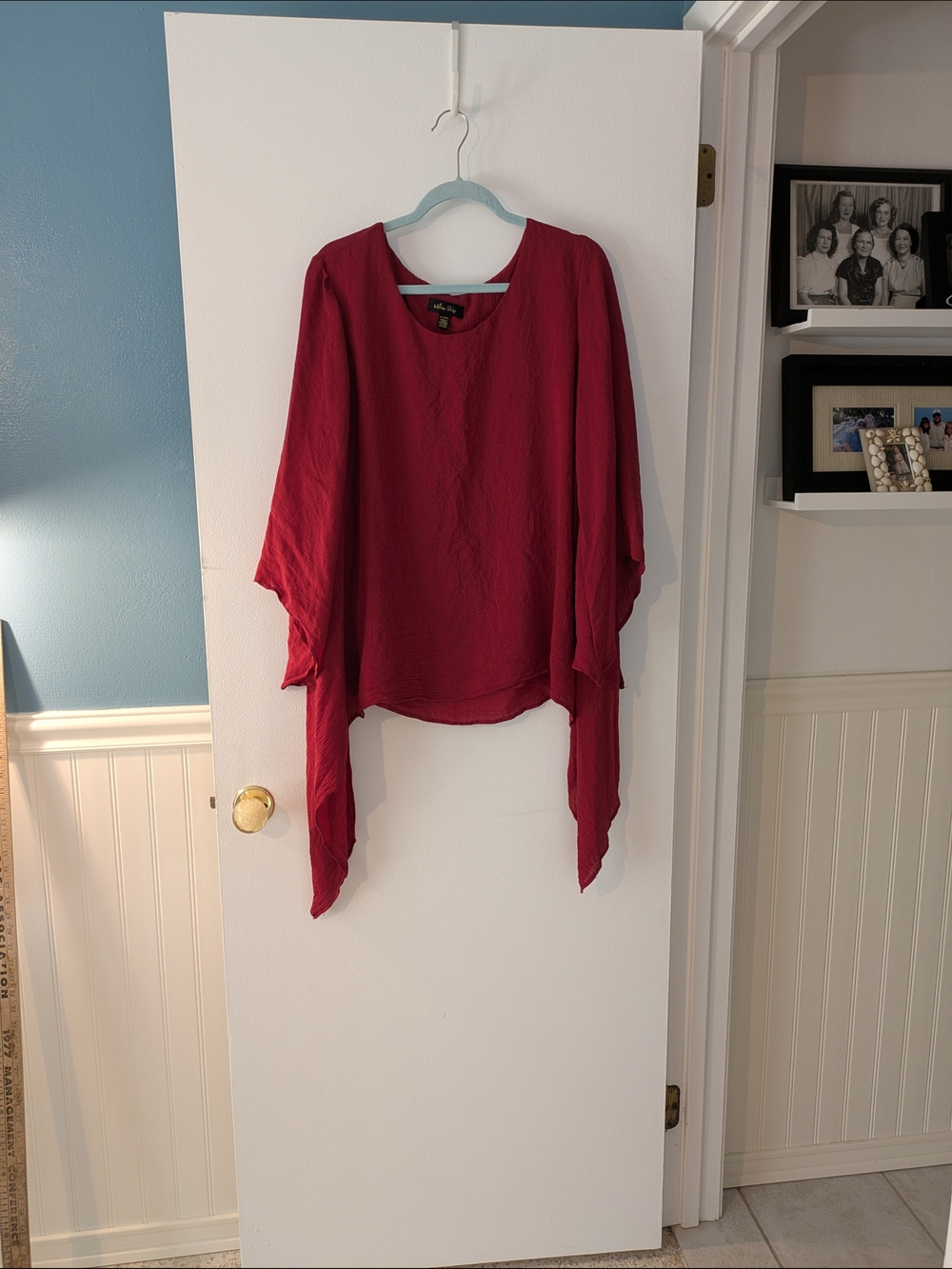 Melissa Paige Deep Red Textured Scoop Neck Blouse